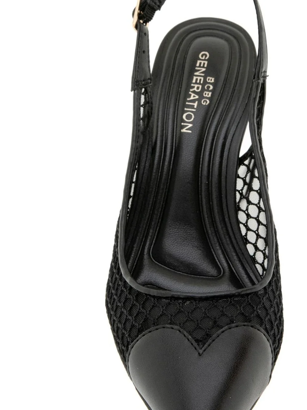 BCBGeneration Black Mesh Pointed Slingback Heels